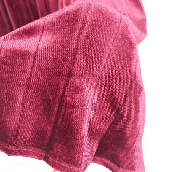 Hush Burgundy Velvet Pleated Maxi Skirt Size 12 - Picture 10 of 11